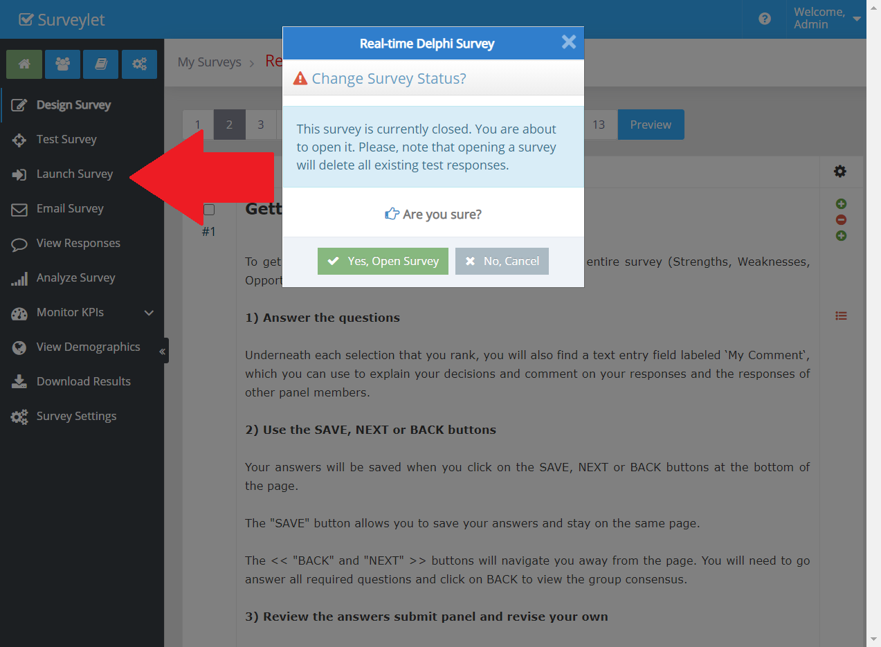 Start Survey? Yes or No!